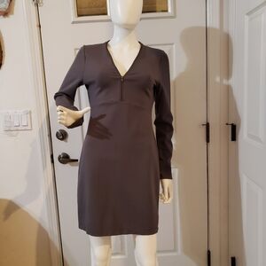 LOLË Babe Tunic Dress in Gray 3/4 Sleeve Zipper Detail Size Small